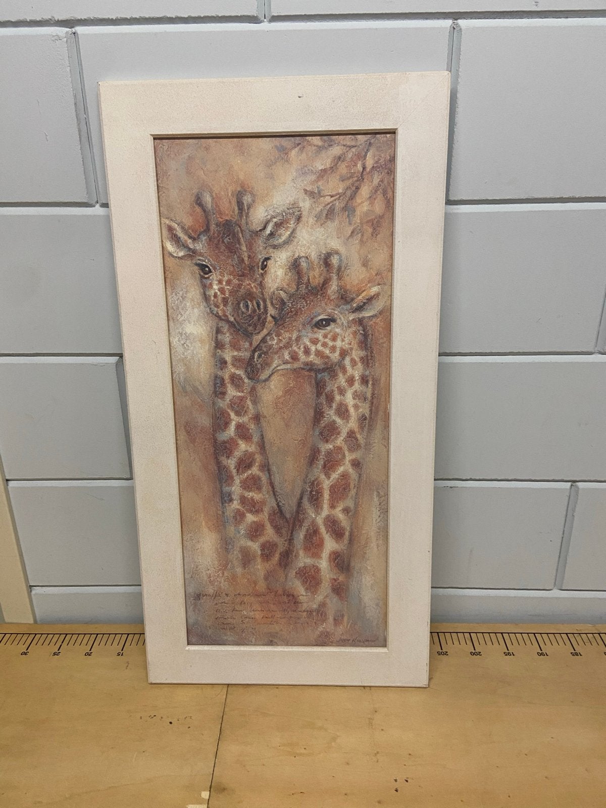 Schilderij met giraffen in reliëf, Antiek en Kunst, Ophalen, Realistisch, Overige ondergronden, Dieren