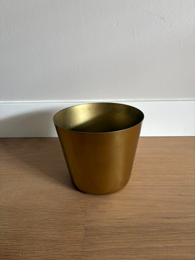 Gouden bloempot, Rond, Binnen, Ophalen of Verzenden, Zo goed als nieuw