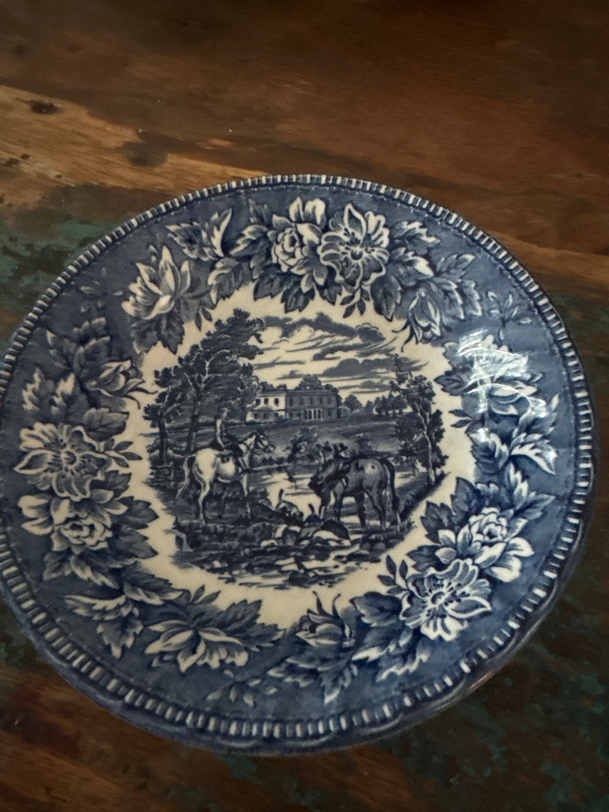 Antiek blauw-wit bord - England's Heritage, Ophalen