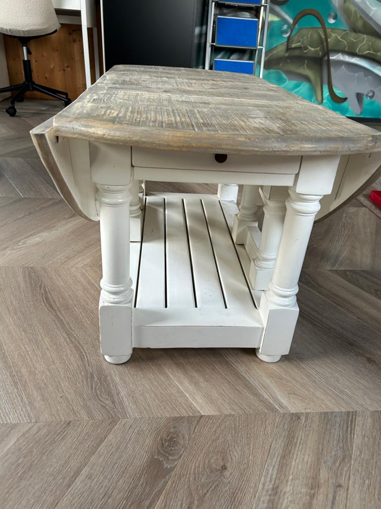 Riviera Maison inklapbare salontafel, Huis en Inrichting, Gebruikt, 100 tot 150 cm, Rond, Minder dan 50 cm