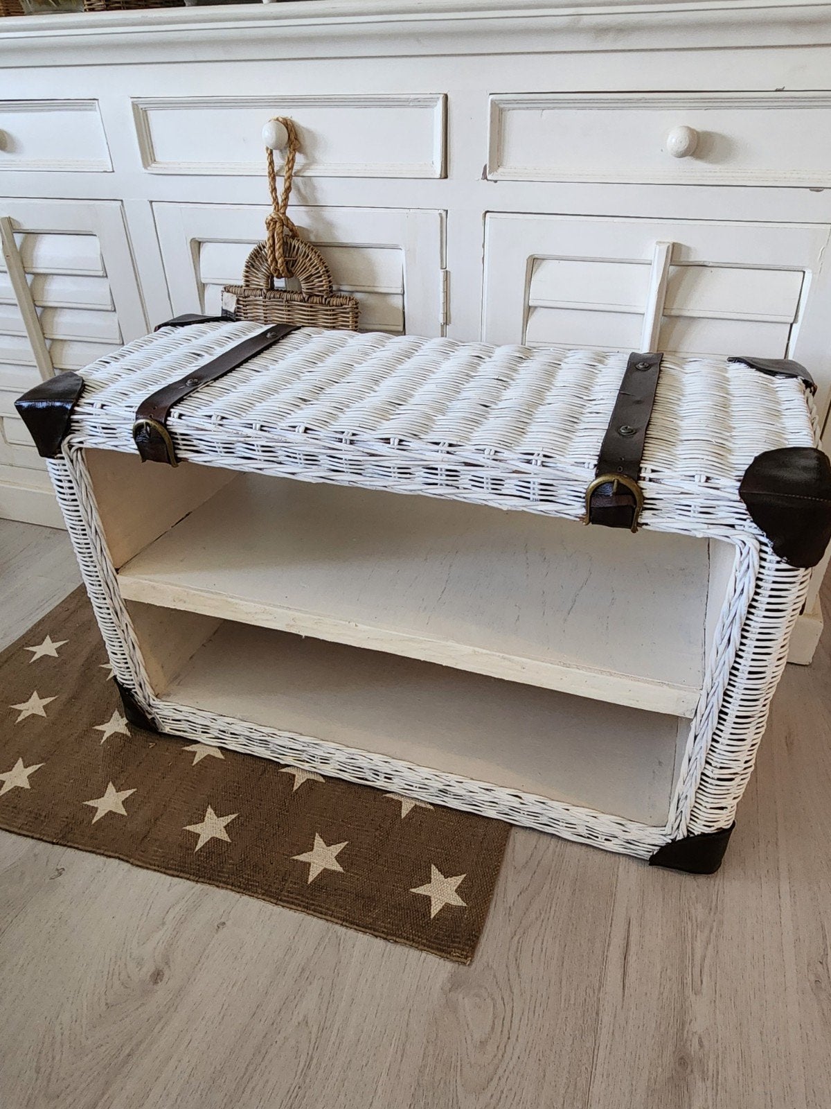 Riviera Maison rattan opbergmand trunk, Huis en Inrichting, Ophalen, Gebruikt, Rechthoekig, Riet
