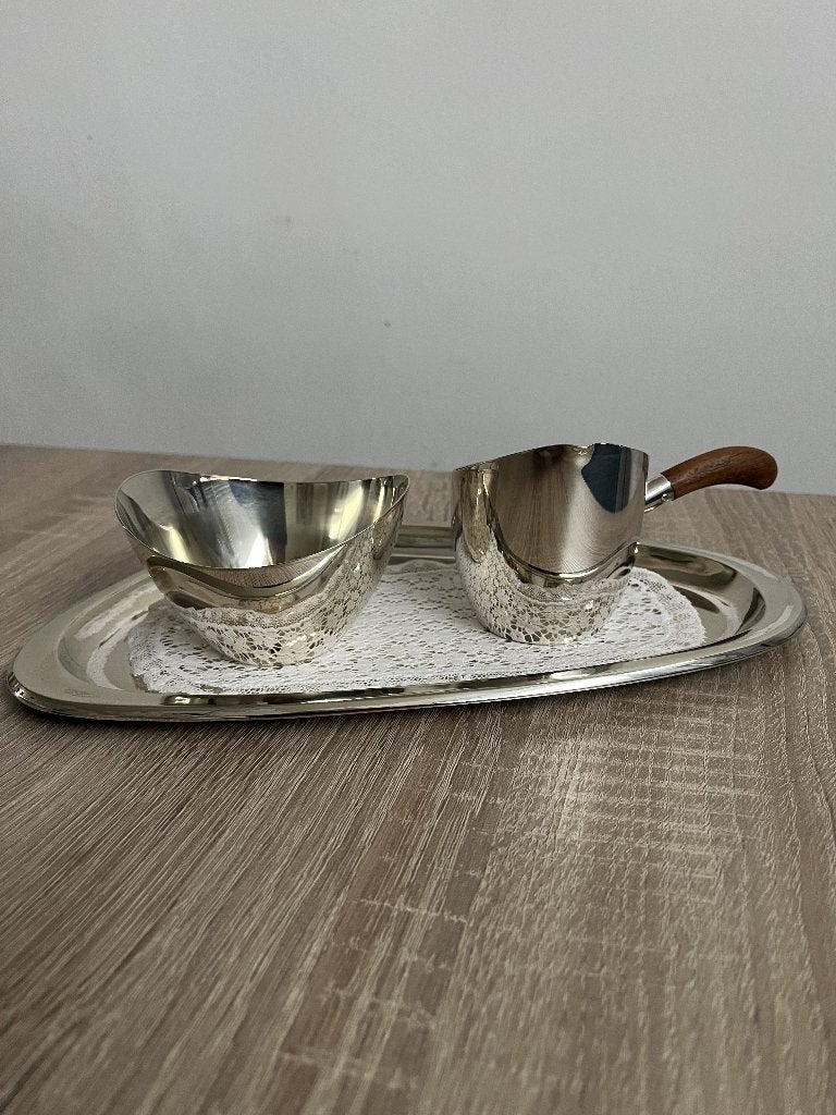 Verzilverd Roomstel 'DD 90' Dolfijn, Vintage., Ophalen of Verzenden