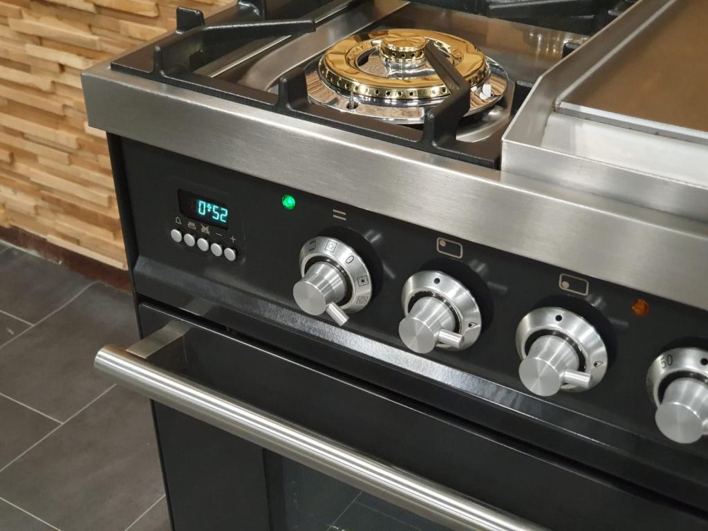 Luxe Boretti Fornuis 90cm antraciet + rvs 2 ovens Frytop, Niet ingevuld, 60 cm of meer, Niet ingevuld, Ophalen of Verzenden