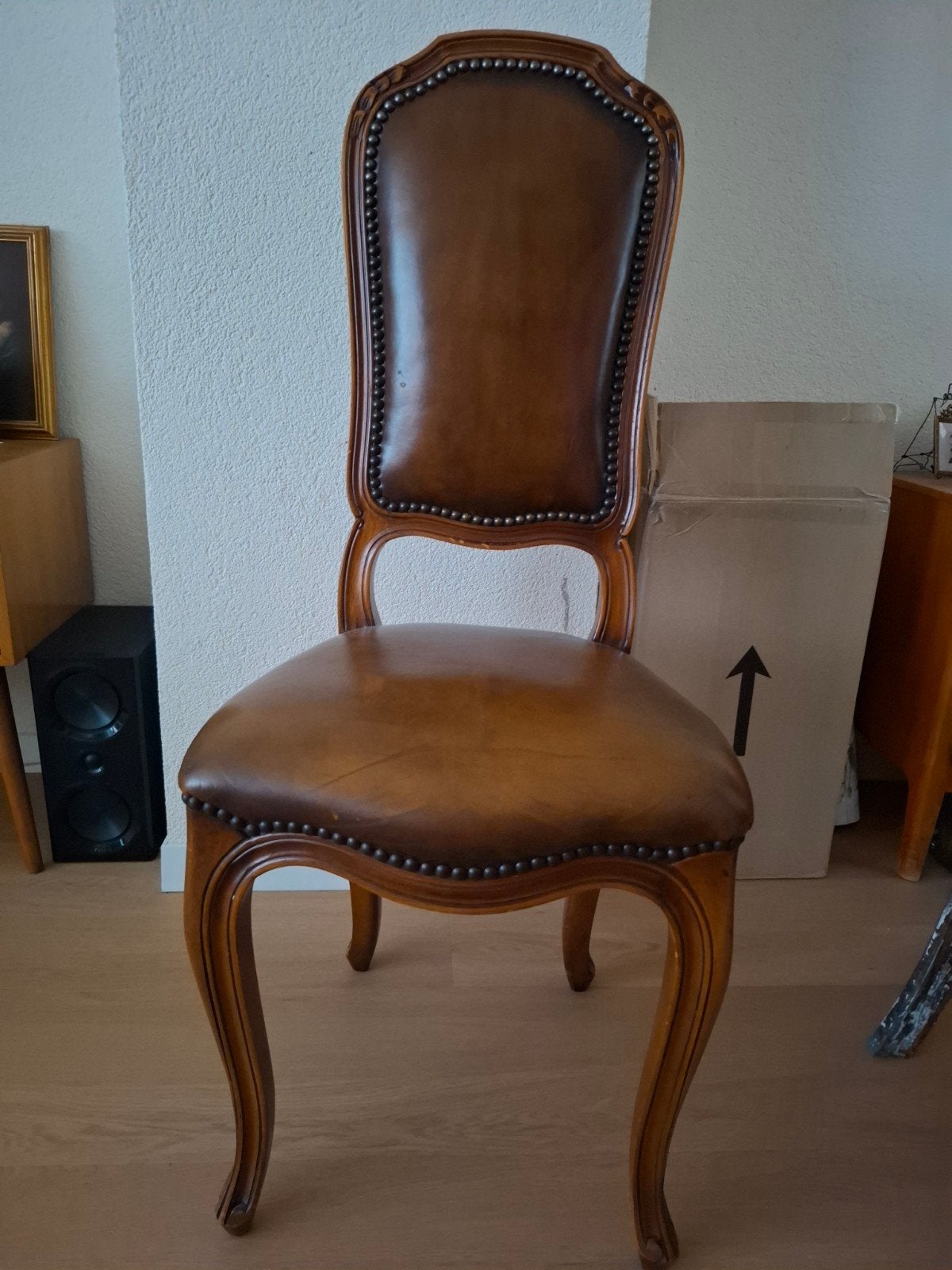 Secretaire stoel met lederen bekleding, Antiek en Kunst, Ophalen