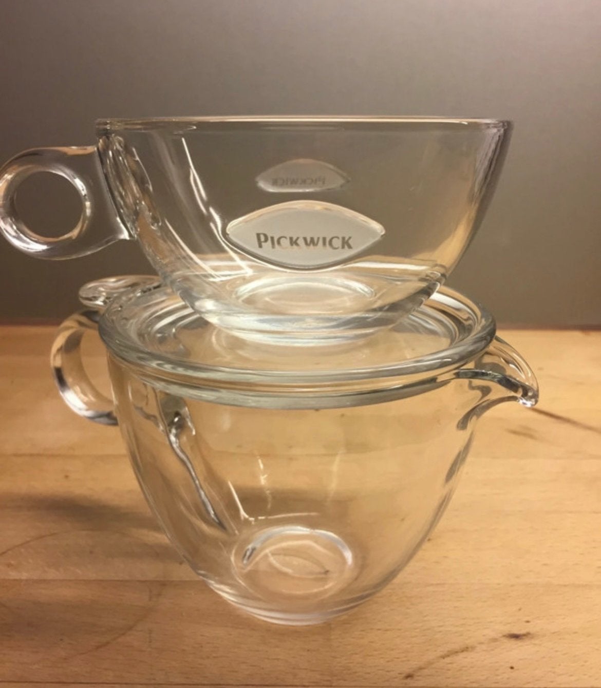 Pickwick Glazen Theepot met Theekopje, Theepot/fluitketel, Glas, Ophalen of Verzenden, Zo goed als nieuw