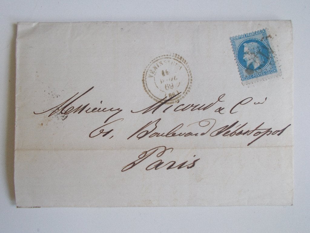 Frankrijk, Vouwenvelop Uit Vénissieux 1869., Ophalen, Envelop