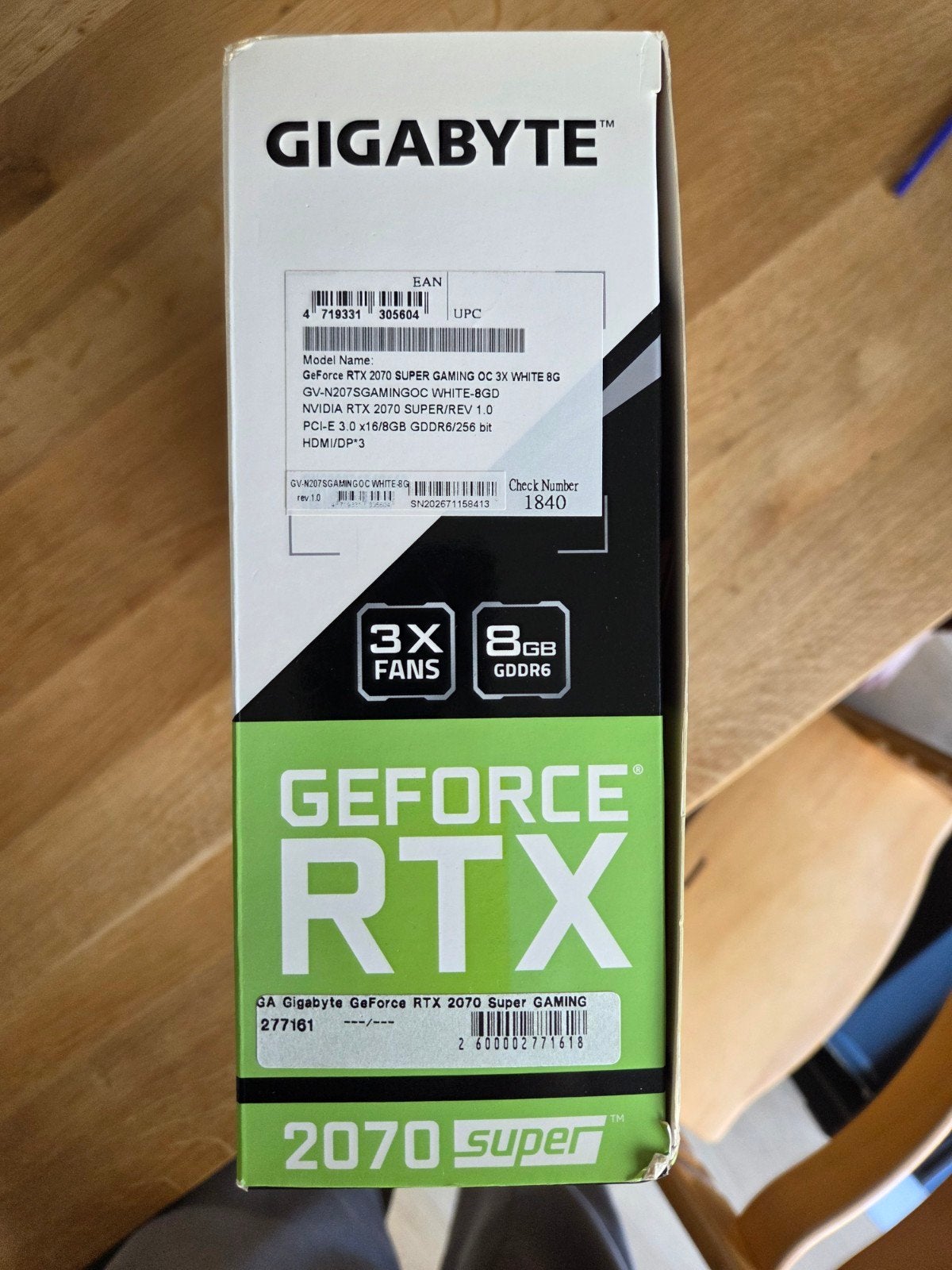 Gigabyte GeForce RTX 2070 Super Gaming OC White 8G, Computers en Software, PCI-Express 3, GDDR6, Ophalen of Verzenden, Zo goed als nieuw