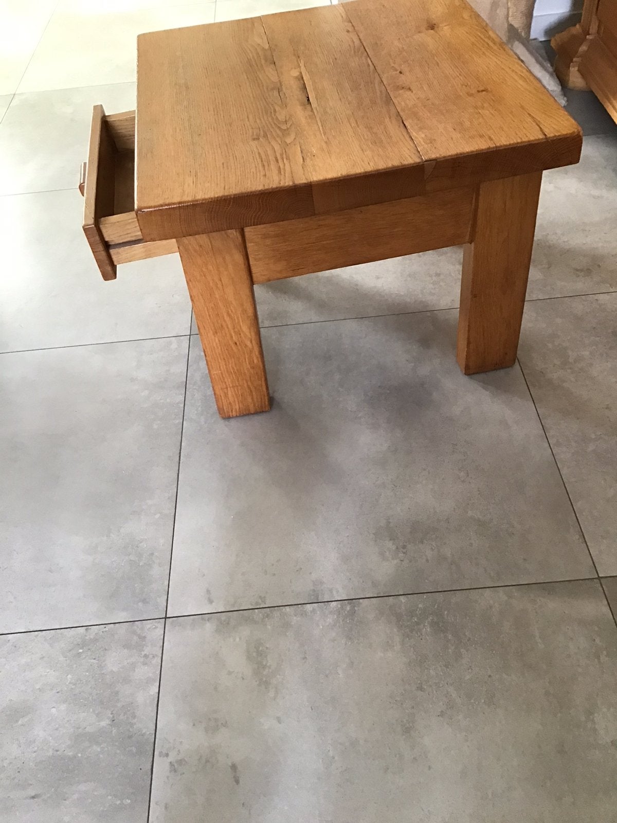 Licht eiken tafeltje 60x60 cm met lade, Huis en Inrichting, Tafels | Bijzettafels, Gebruikt, Vierkant, 55 tot 75 cm, Hout