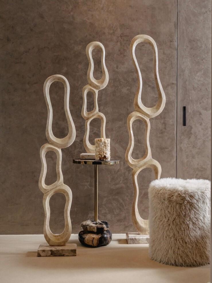 PTMD Camare Beige Casted Alu Abstract Open Statue M - 123 cm, Ophalen, 1 meter - 2 meter, Beeld, Metaal
