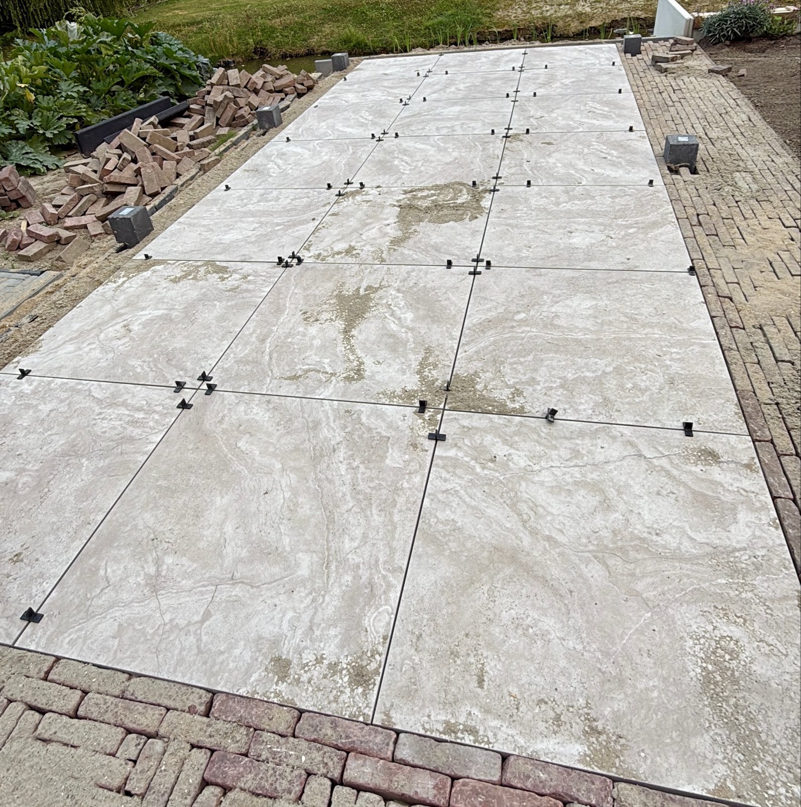 Nieuwe Triagres Travertino Casarano Taupe terrastegels, Ophalen, 60 cm of meer, Keramiek, Nieuw