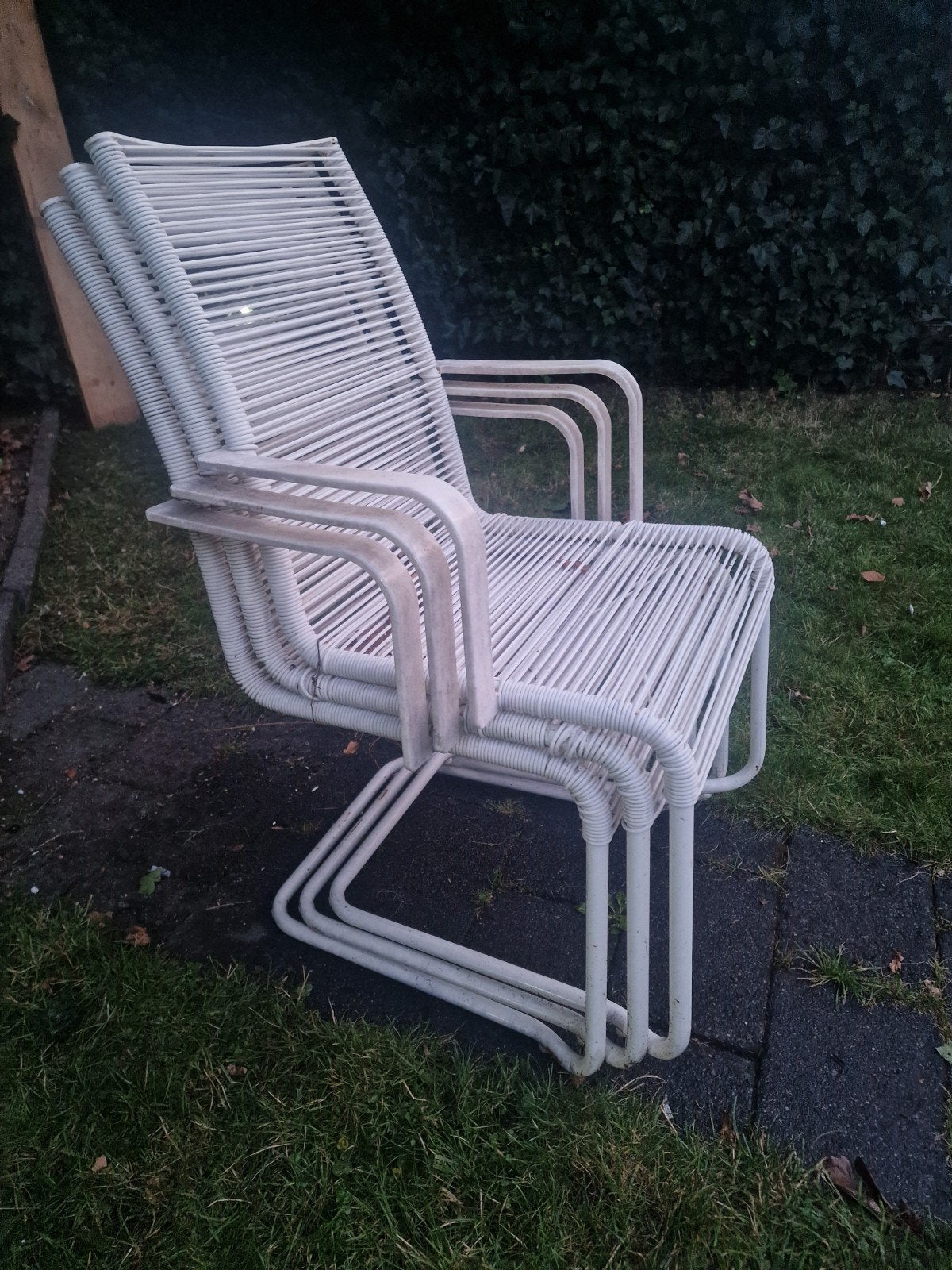 3 tuinstoelen ikea wit, Tuin en Terras, Tuinstoelen, Gebruikt, Kunststof, Stapelbaar, Ophalen