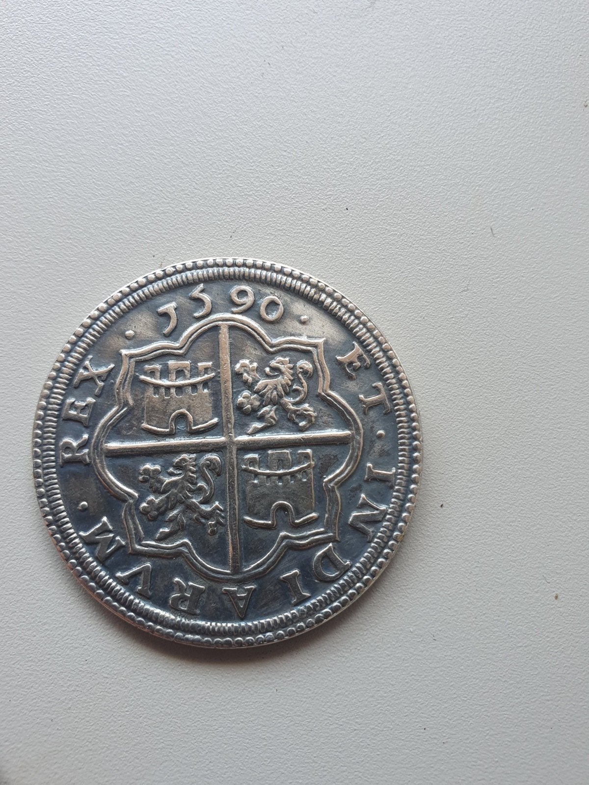 Zilveren Spaanse Munt 1590 - Filips II, Vóór koninkrijk, Zilver, Losse munt, Overige waardes