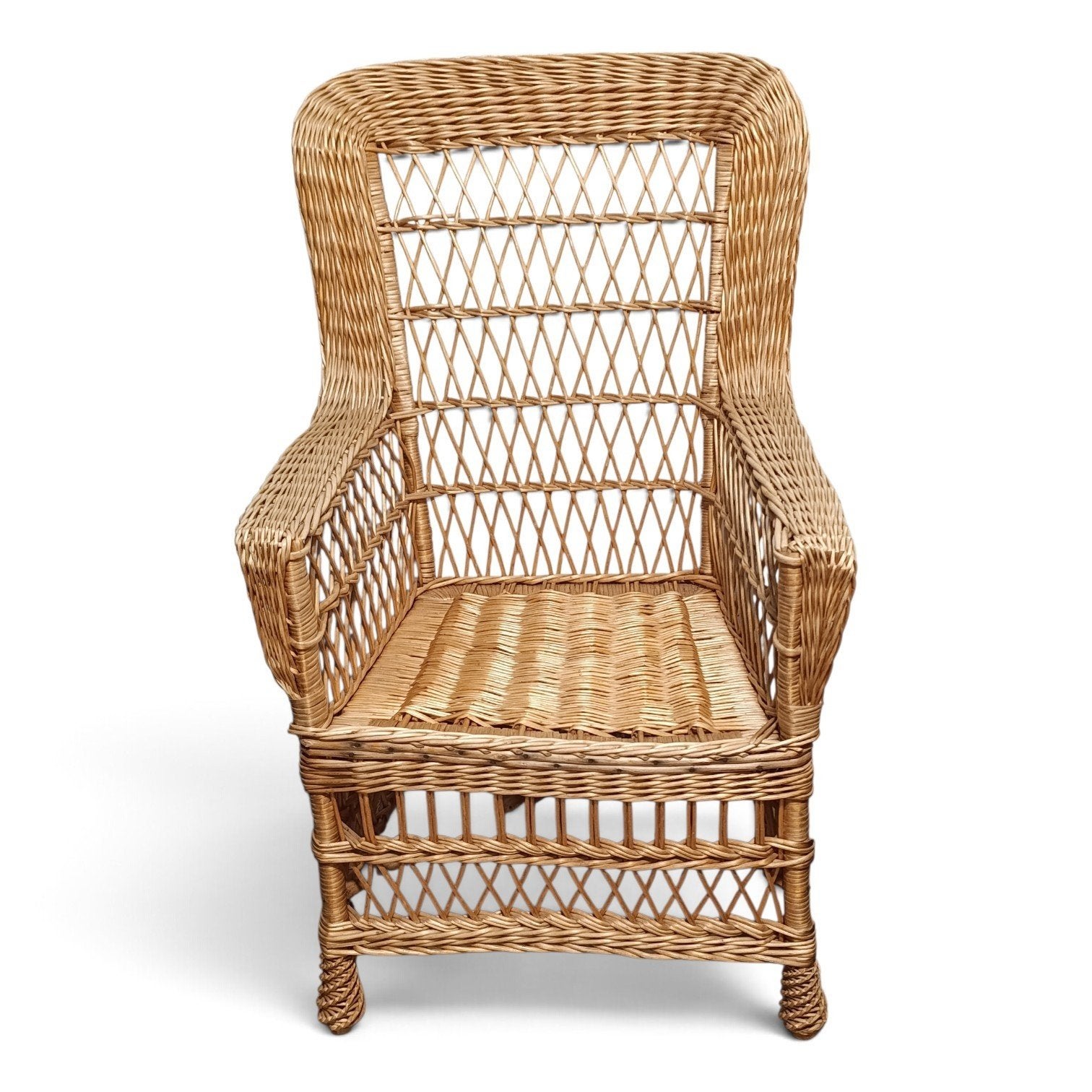 Vintage prachtige rotan wingback fauteuil, jaren '70, Gebruikt, Minder dan 75 cm, Riet of Rotan, 50 tot 75 cm
