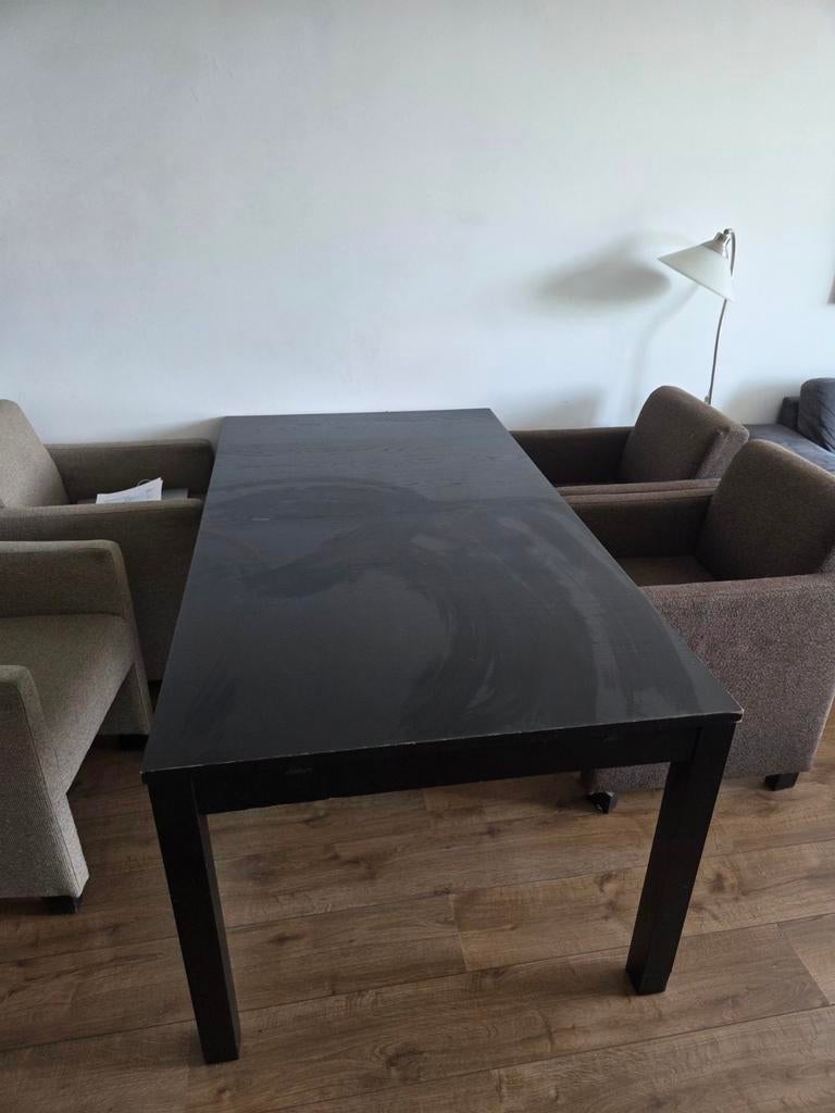 Zwarte eettafel - 175x95 cm, Huis en Inrichting, Tafels | Eettafels, Ophalen, Gebruikt, 50 tot 100 cm, 150 tot 200 cm