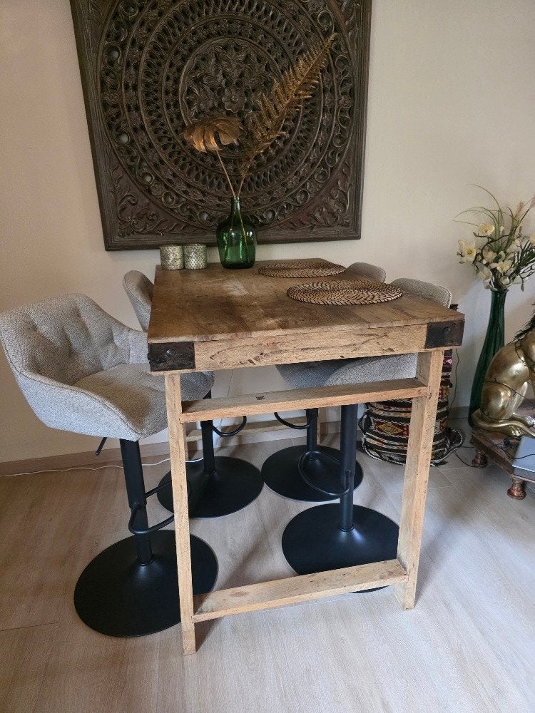 bartafel met barkrukken, Ophalen, In hoogte verstelbaar, Zo goed als nieuw