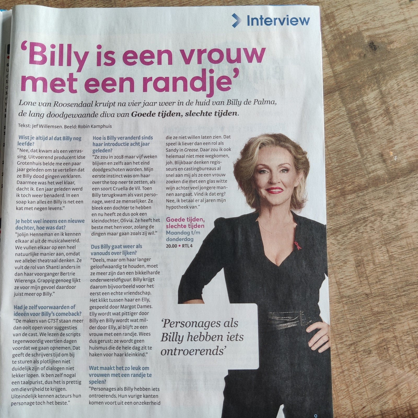 Goede tijden Slechte tijden Billy de Palma Artikel Knipsel, Ophalen of Verzenden, 1980 tot heden, Knipsel(s)