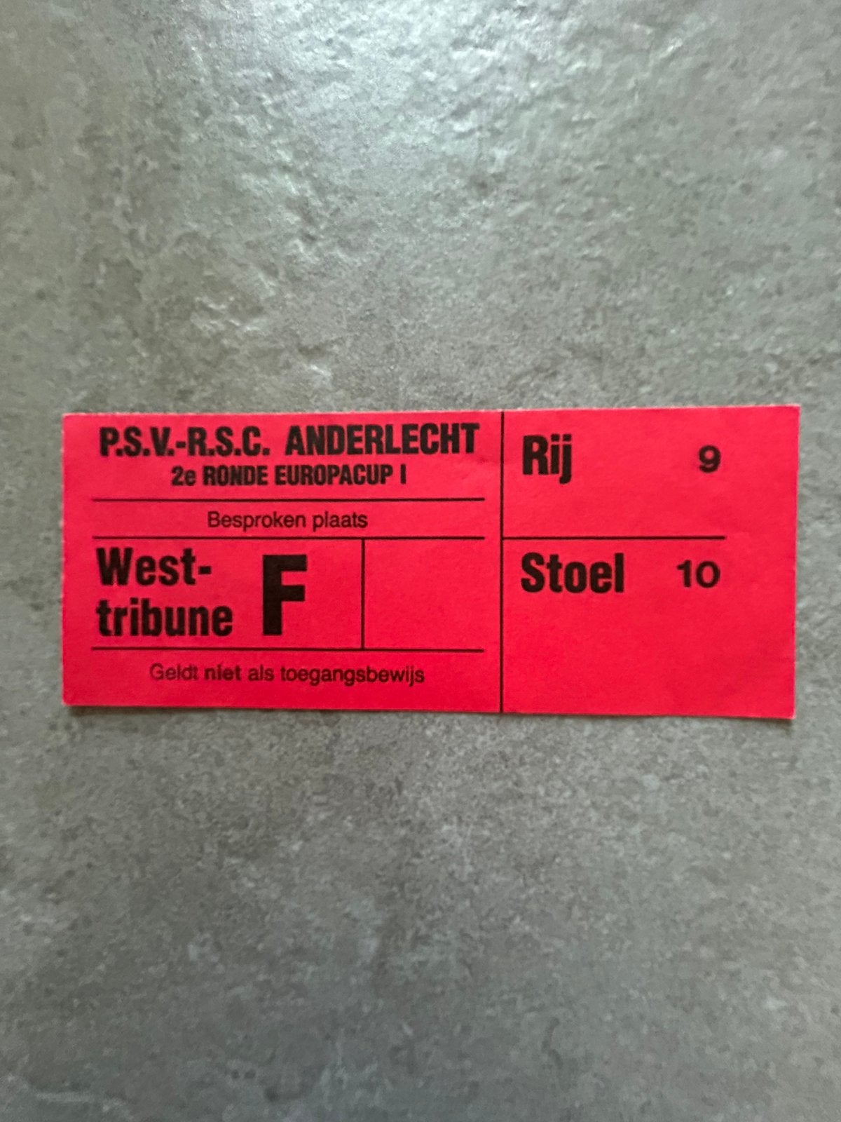 PSV - RSC Anderlecht ticket, Ophalen of Verzenden, PSV, Overige typen