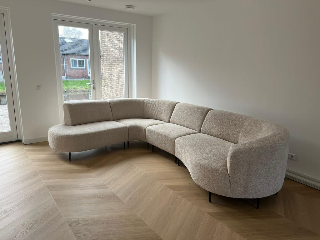 Hoekbank beige, Huis en Inrichting, Banken | Complete zithoeken, Ophalen, Zo goed als nieuw