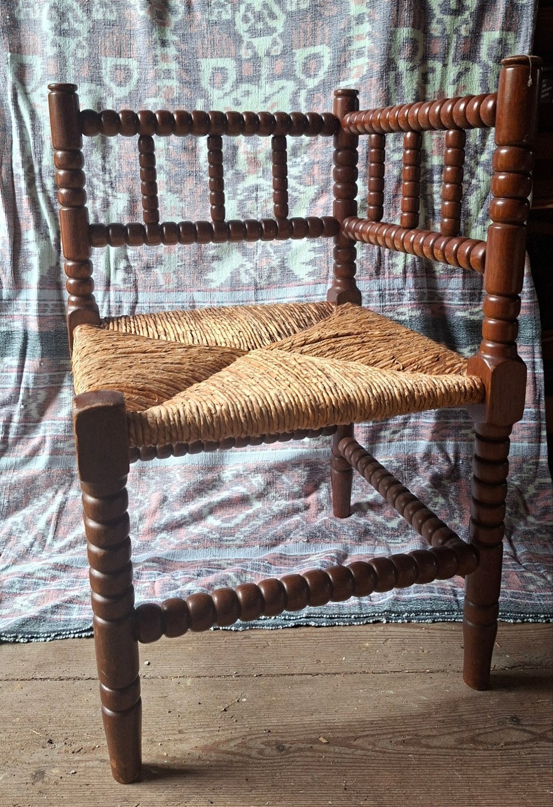 Antiek Biedermeier stoeltje met biezen zitting, Ophalen