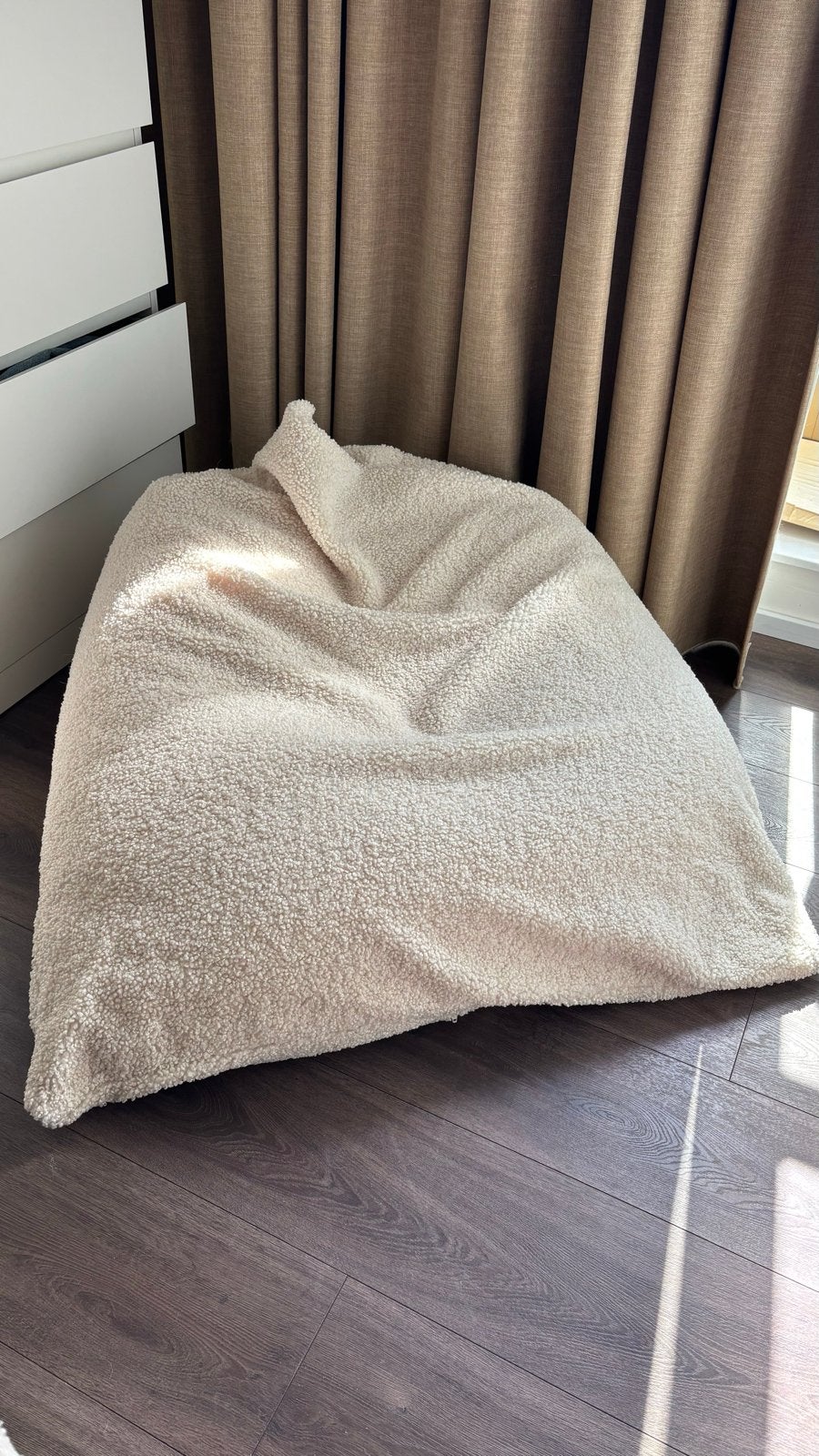 Zara Home Zitzak - Crème/Beige Teddy Stof, Ophalen, Zo goed als nieuw, Beige, Zitzak