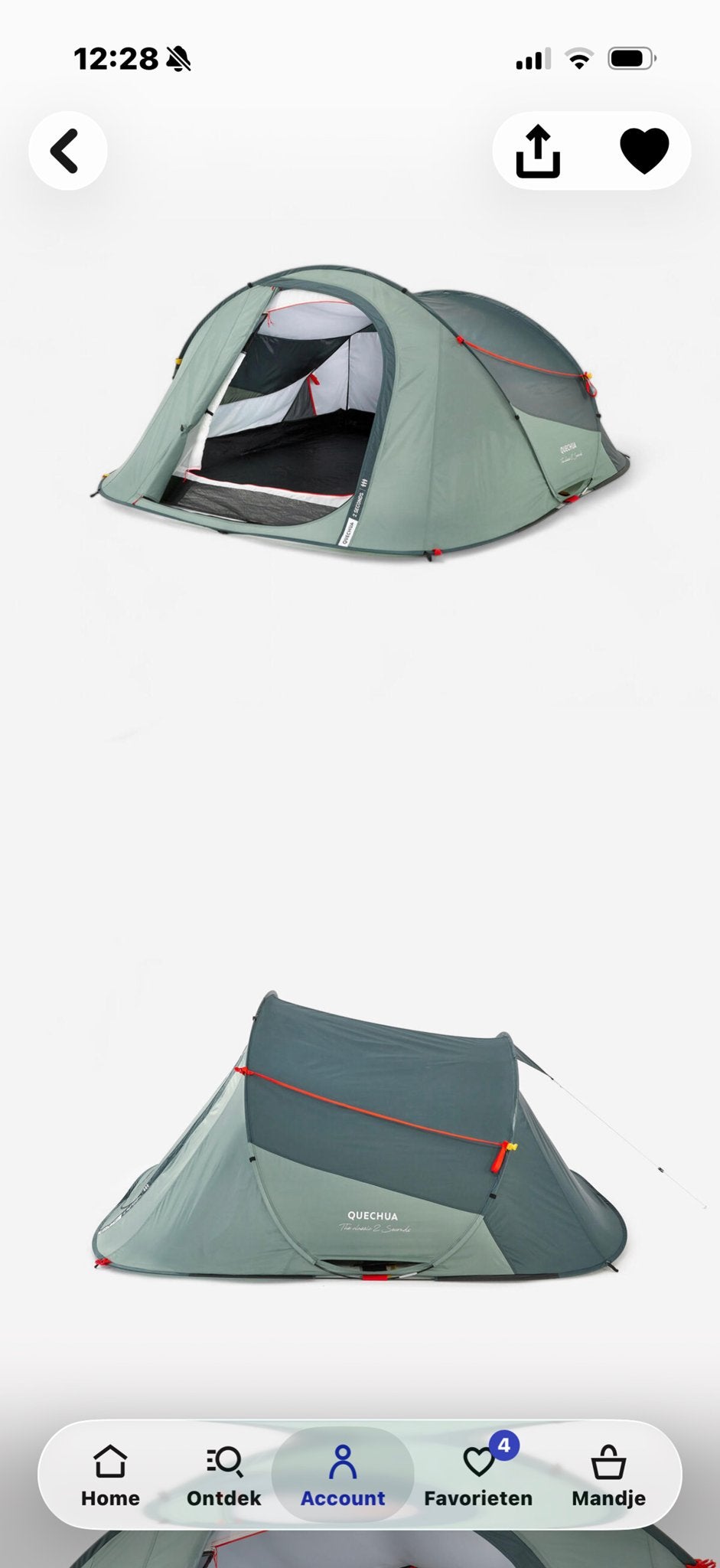 Quechua POP up tent - 3 personen, Ophalen of Verzenden, Zo goed als nieuw, Tot en met 3