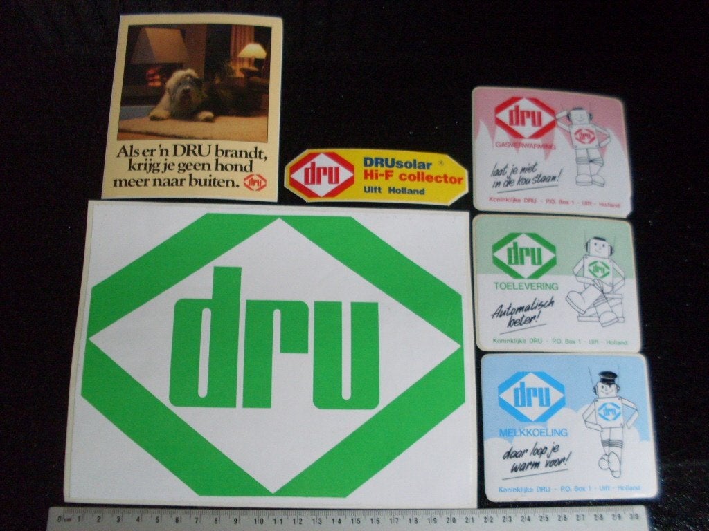 6x sticker dru ulft logo gasverwarming melkkoeling haard, Verzenden, Zo goed als nieuw, Merk
