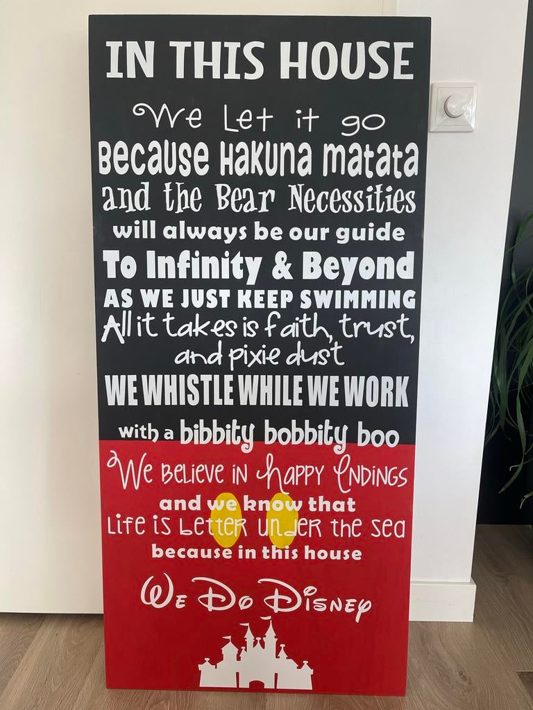Groot Disney "In This House" wandbord, Ophalen of Verzenden, Zo goed als nieuw