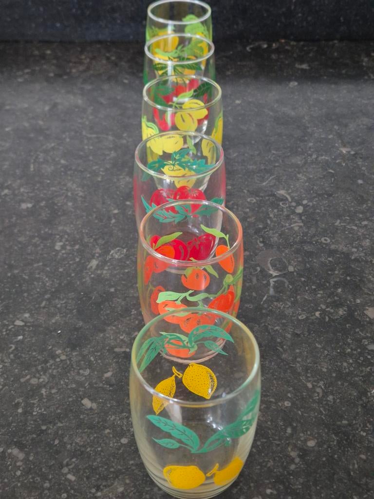 Zes vintage sapglaasjes, Ophalen of Verzenden, Zo goed als nieuw, Frisdrankglas