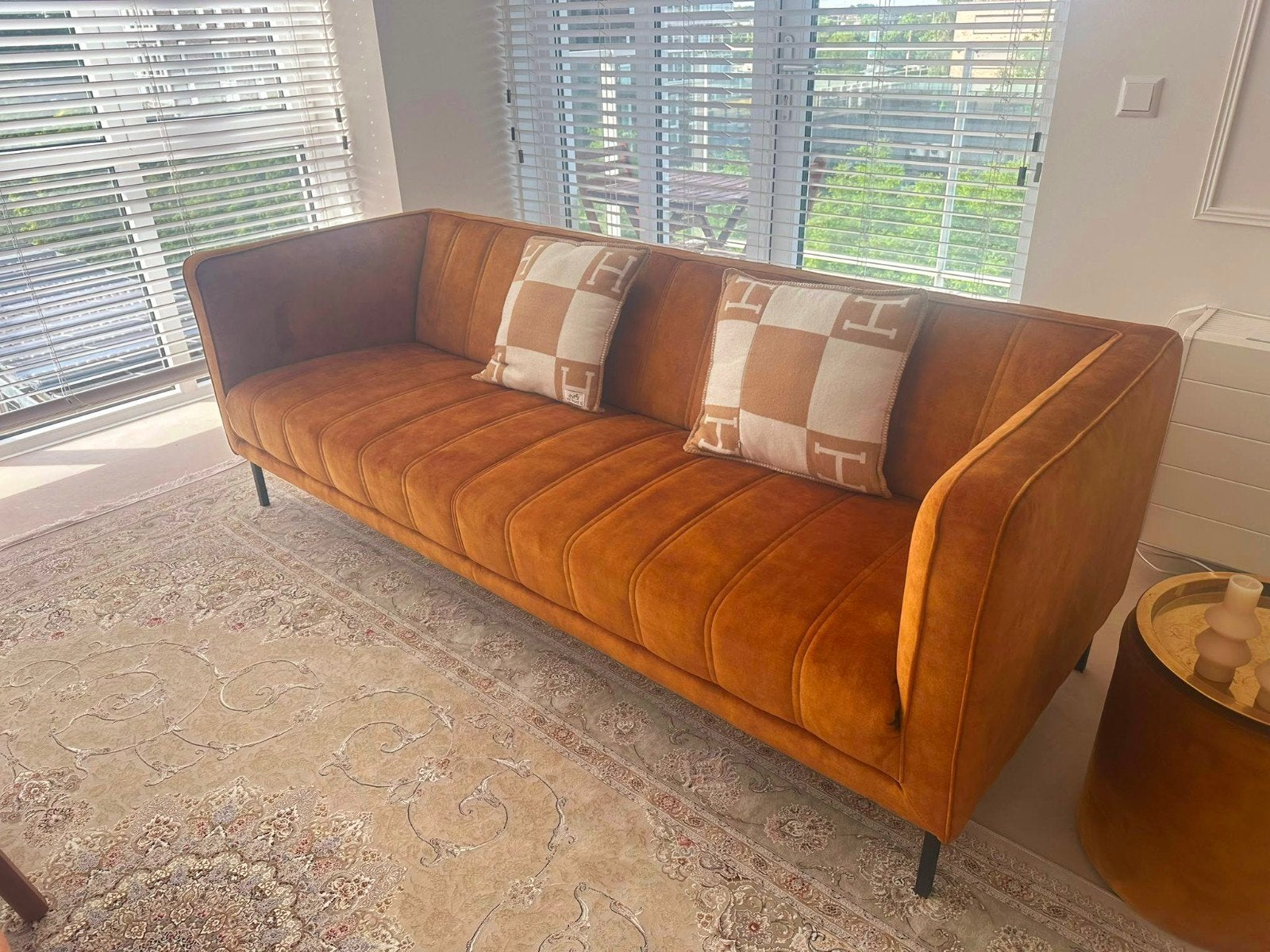Goossens bank met metalen poot, Huis en Inrichting, Banken | Sofa's en Chaises Longues, Ophalen, 75 tot 100 cm, Zo goed als nieuw