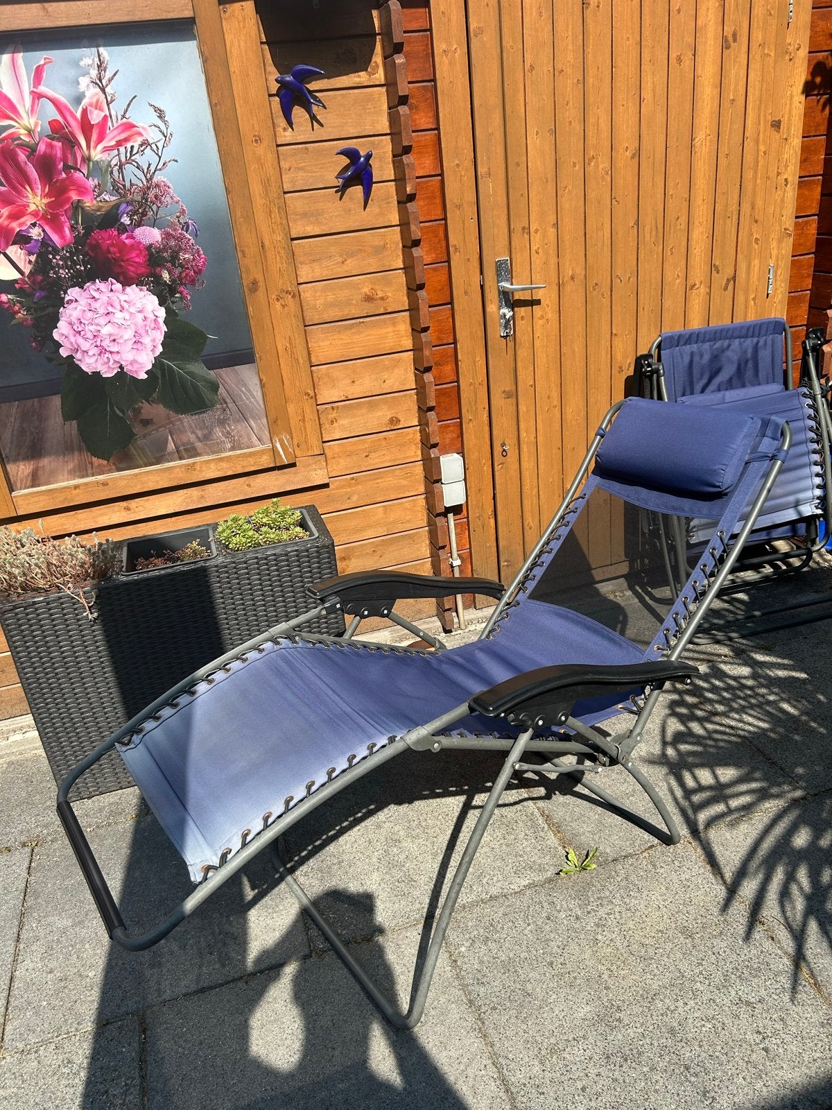 2 Human Nature (ANWB) relaxstoelen met nieuw elastiek, Ophalen, Gebruikt, Metaal, Verstelbaar