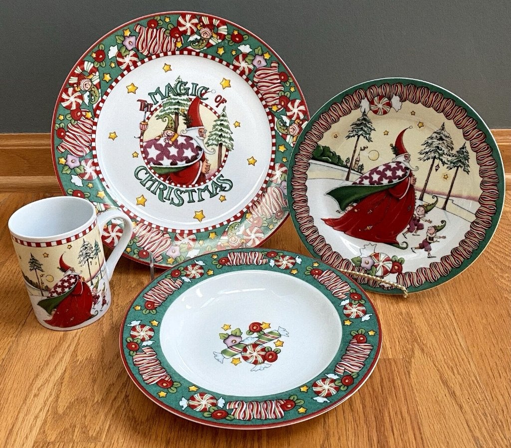 Vintage Kerstservies Mary Engelbreit 2001 Enesco - 43-delig, Diversen, Ophalen, Zo goed als nieuw