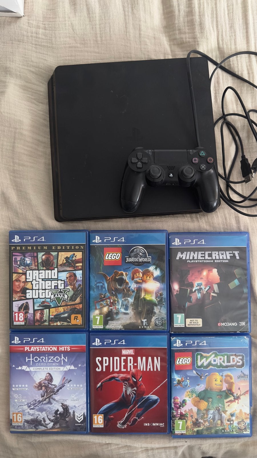 PlayStation 4 met controller en 6 games, Ophalen, Met 1 controller, Slim, 500 GB