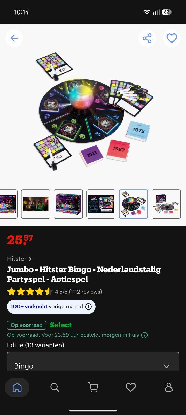 Jumbo Hitster Bingo - Nederlandstalig Partyspel, Vijf spelers of meer, Ophalen, Zo goed als nieuw, Jumbo