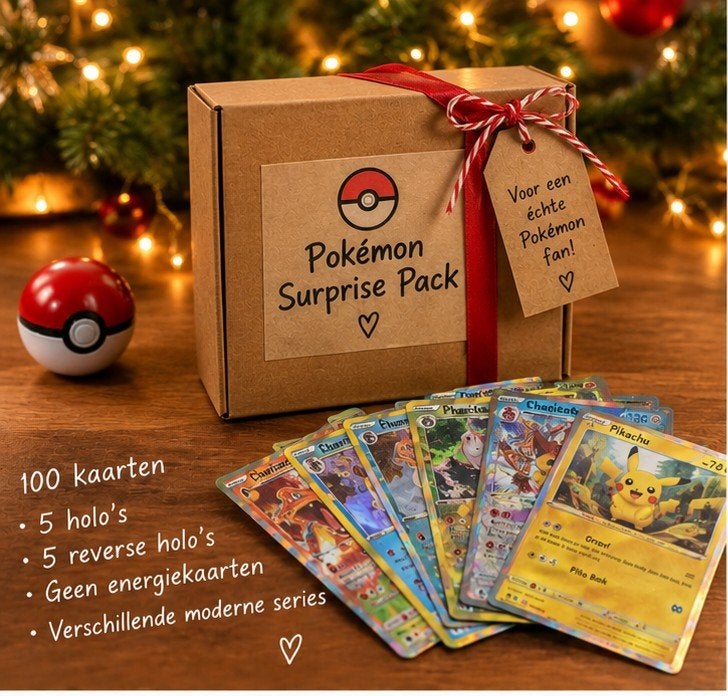 Pokemon Surprise Pack - 100 kaarten met holo's, Ophalen of Verzenden, Zo goed als nieuw, Meerdere kaarten