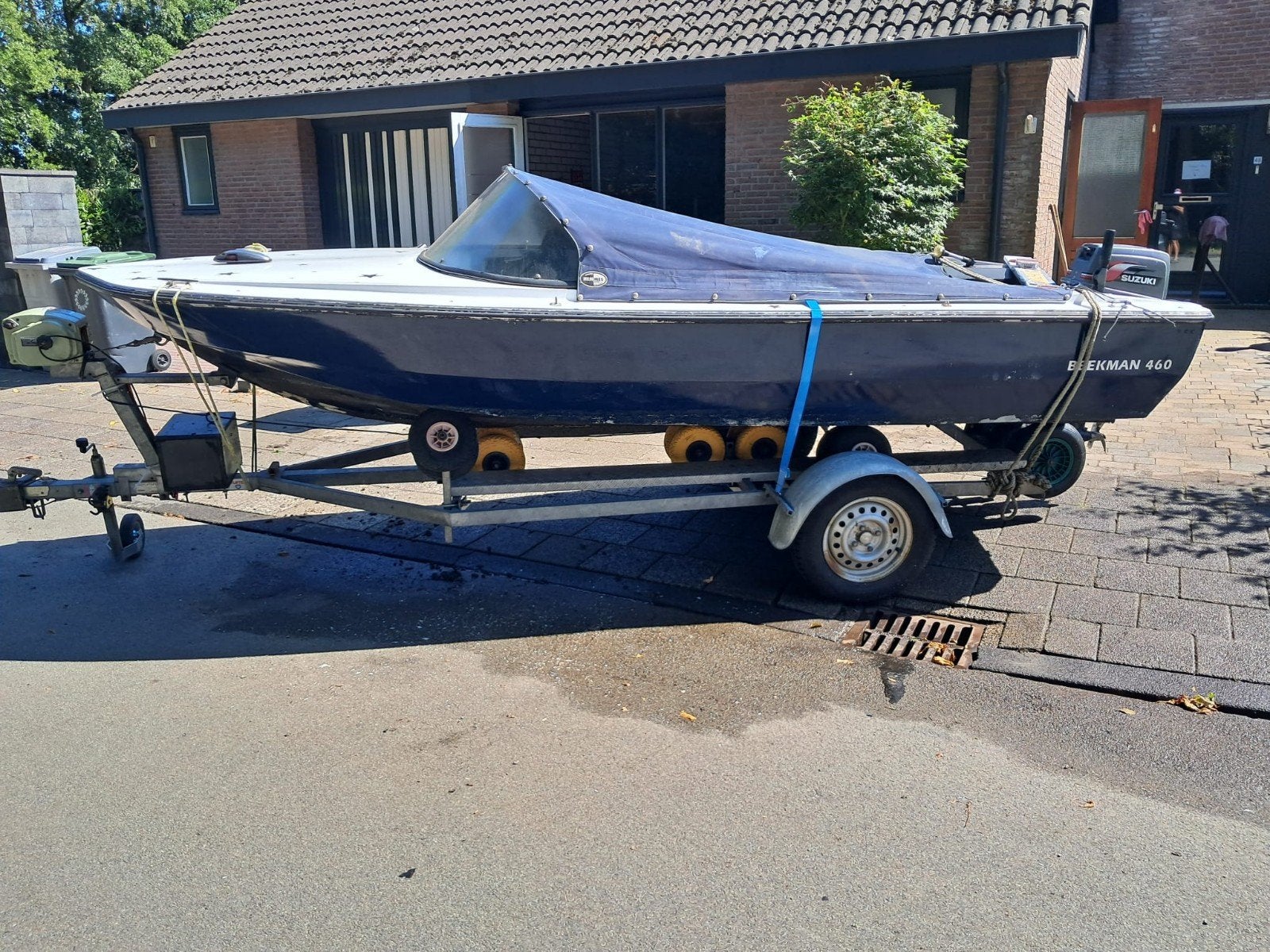 Motor boot met Suzuki  6 pk vis toer boot speedboot, Watersport en Boten, Gebruikt, Afdekzeil, Buitenboordmotor, Beekman