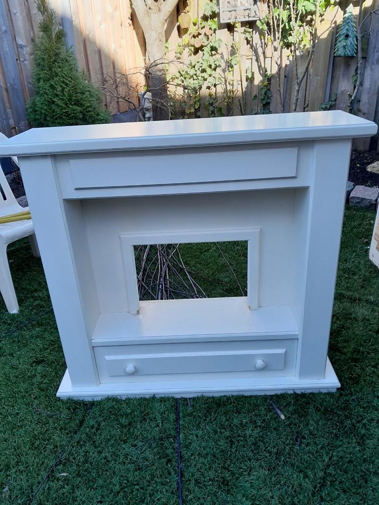 Decoratieve schouwombouw, wit, met lade, Huis en Inrichting, Haarden, Gebruikt, Overige soorten, Ophalen