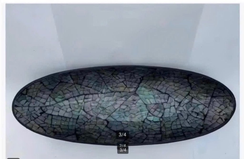 Bijzondere Stenen schaal met paoa schelp ingelegd 42 cm, Huis en Inrichting, Woonaccessoires | Schalen en Manden, Schaal, Rond