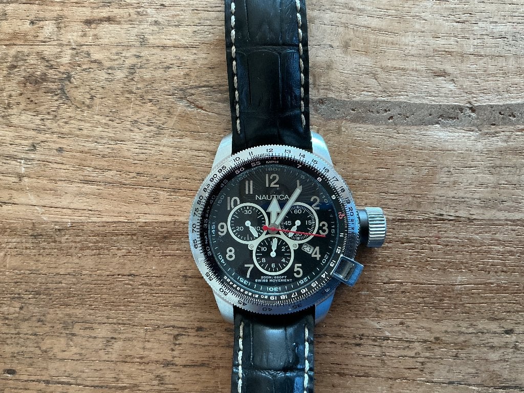 Nautica horloge chronograaf, Overige merken, Staal, Polshorloge, Ophalen of Verzenden