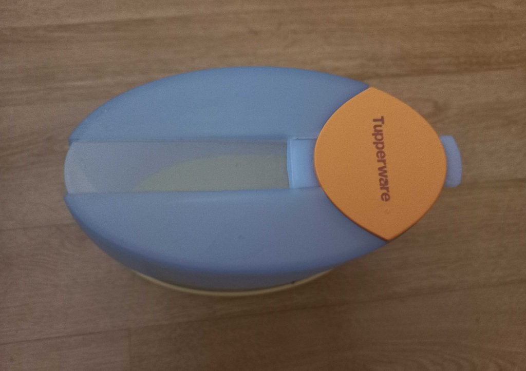 Tupperware bewaarbus voor muesli, cornflakes, haver etc, Ophalen of Verzenden, Gebruikt, Blauw, Overige typen