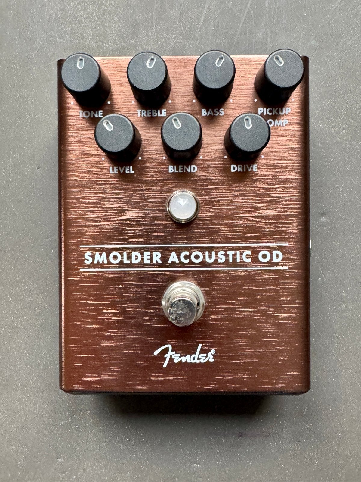 Fender Smolder Acoustic OD Overdrive pedaal met doos., Ophalen, Zo goed als nieuw, Distortion, Overdrive of Fuzz