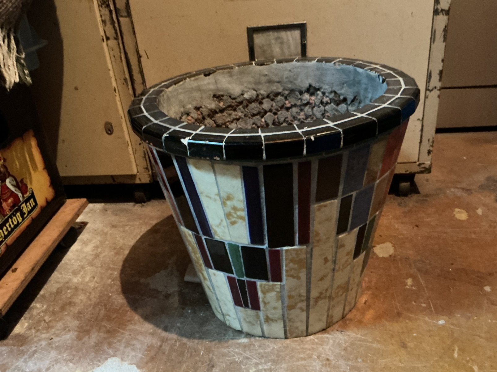 Bloempot mozaïek, Rond, Zo goed als nieuw, Minder dan 40 cm, Aardewerk
