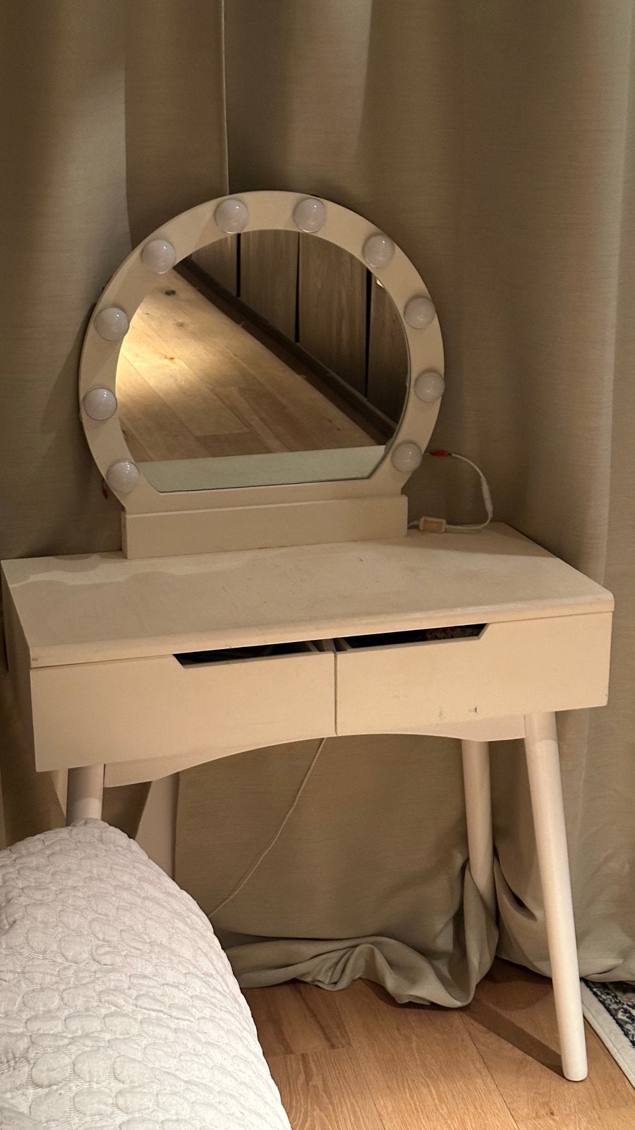 Kaptafel met verlichting en lades - vanity table, Ophalen, Gebruikt, 50 tot 100 cm, Minder dan 100 cm