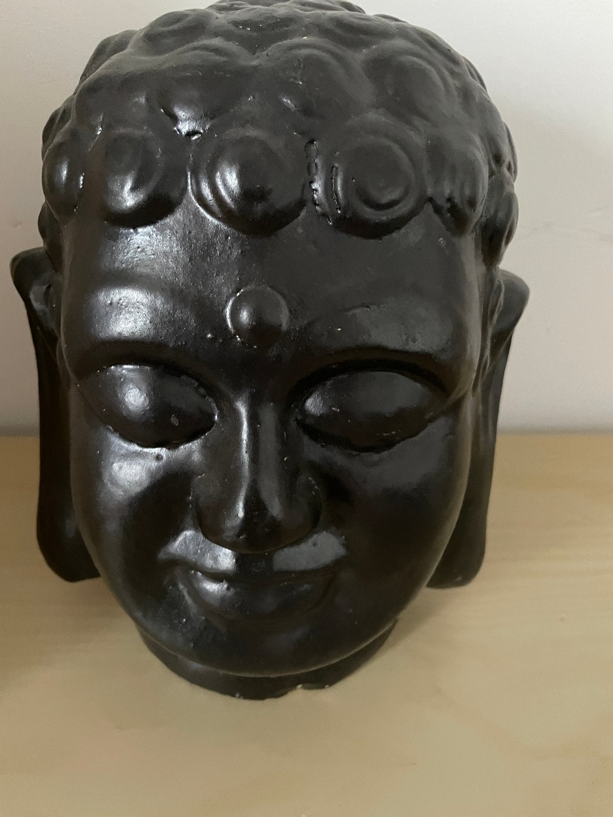 Zwarte Boeddha Hoofd Decoratie - Steen/Keramiek, Huis en Inrichting, Woonaccessoires | Boeddhabeelden, Zo goed als nieuw, Steen/keramiek