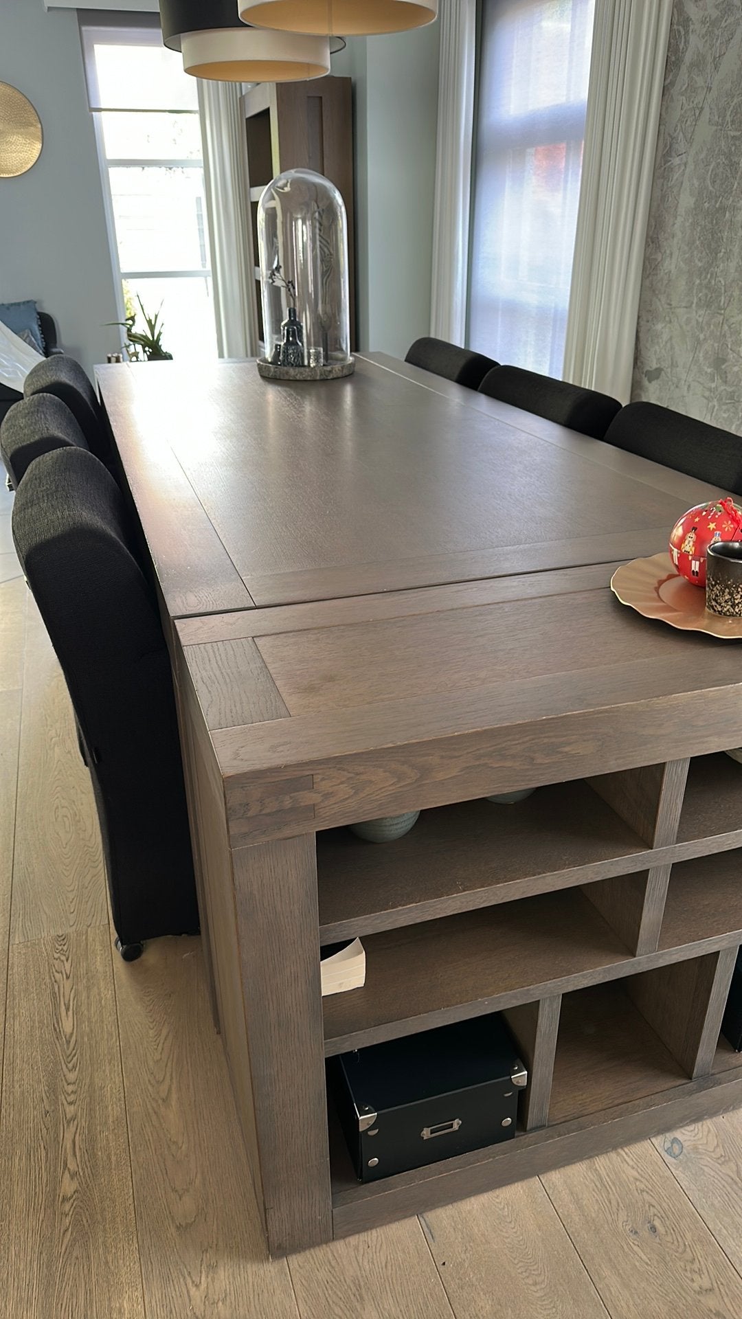 Walnoot eettafel (6-8 pers.) met 6 Mountain stoelen, Ophalen, Gebruikt, 100 tot 150 cm, 200 cm of meer