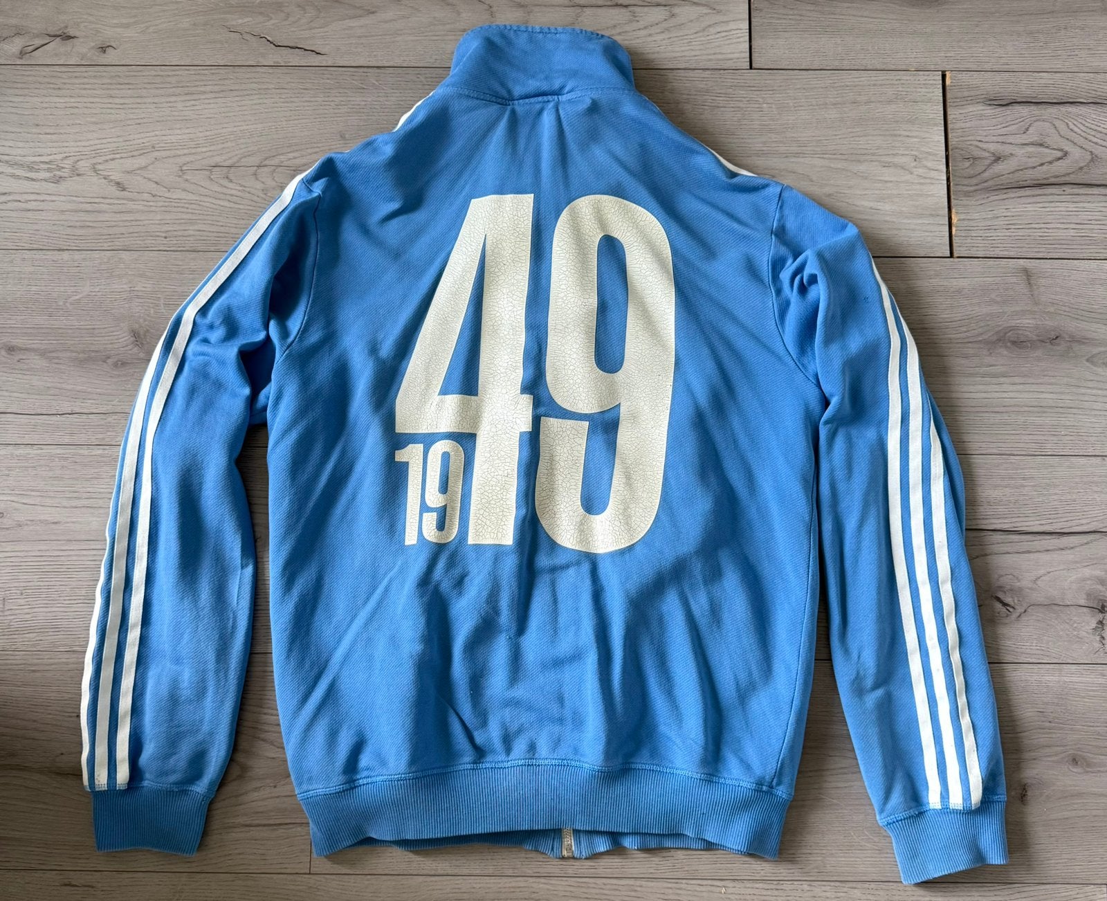 Uniek Adidas 1949 Firebird Beckenbauer vest jack jas maat M, Ophalen of Verzenden, Gedragen, Maat 48/50 (M), Blauw