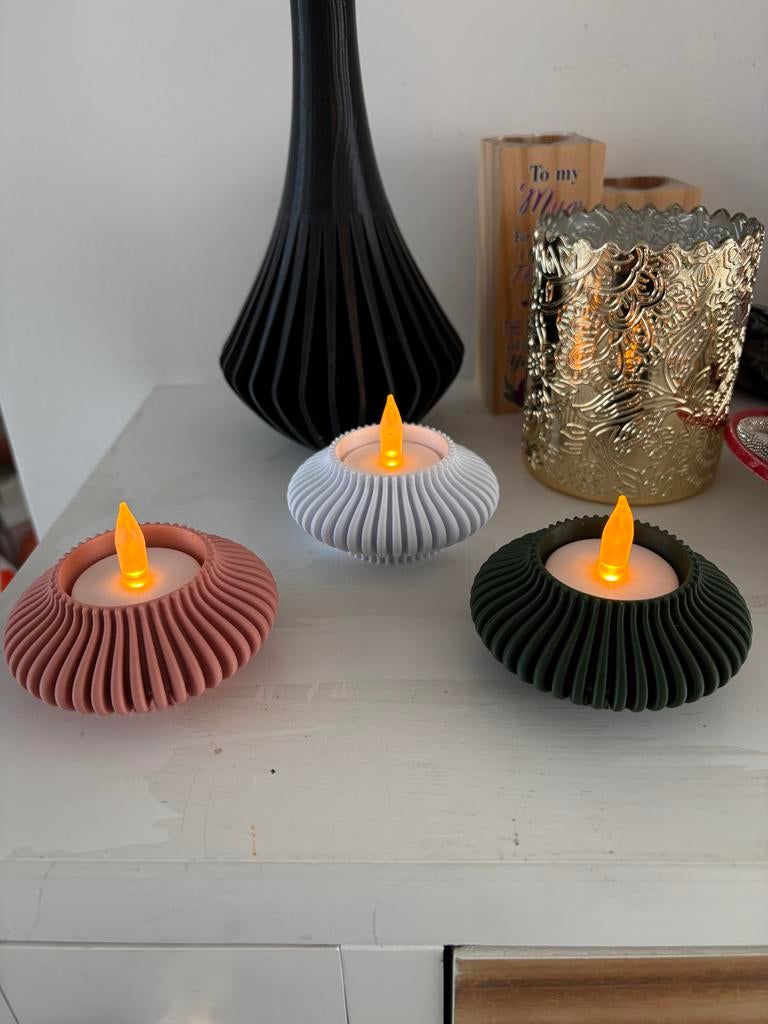 LED-theelichthouder set (+ 3x leds), Kunststof, Overige kleuren, Nieuw, Ophalen of Verzenden