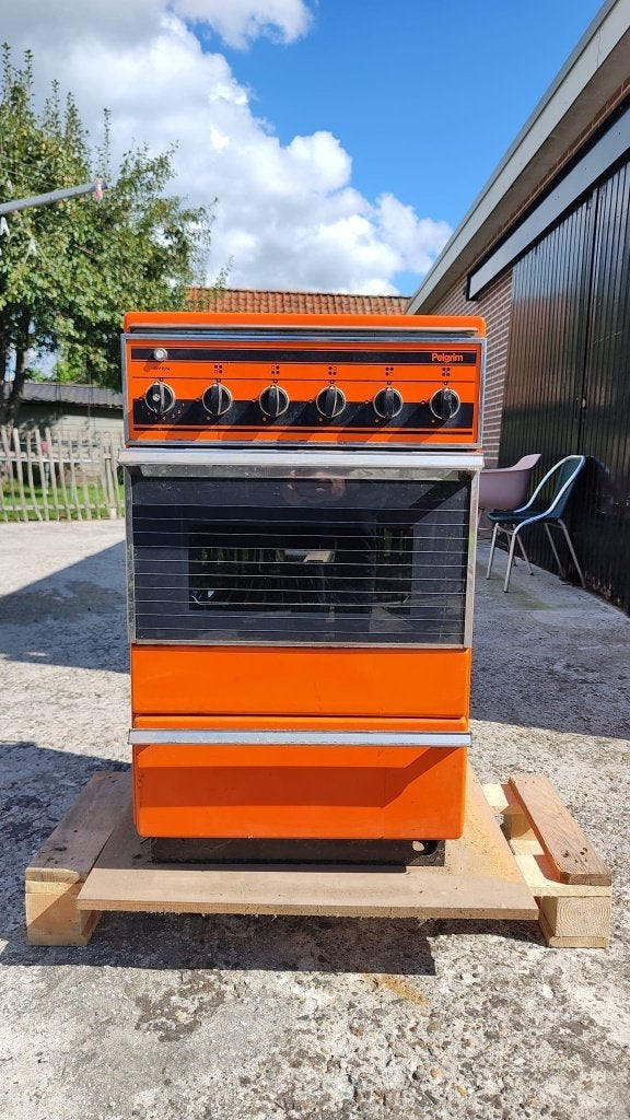 Vintage Pelgrim gasfornuis oranje jaren '70 - Retro design, Ophalen, Gebruikt, Onbekend, 4 kookzones