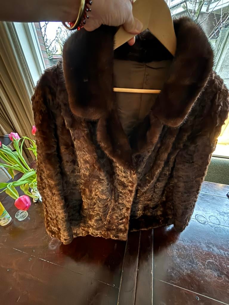 Vintage Bontjas (echt bont), Kleding | Dames, Jassen | Winter, Ophalen of Verzenden, Zo goed als nieuw, Maat 42/44 (L), Bruin