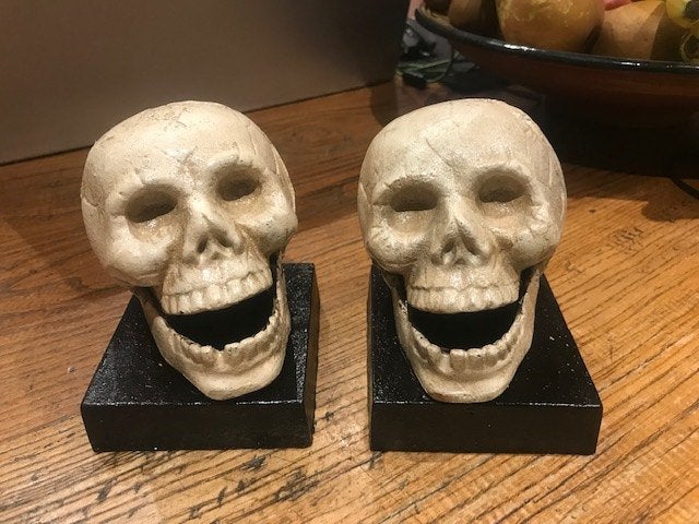 metalen boekensteunen, SKULLS/SCHEDELS, Ophalen of Verzenden