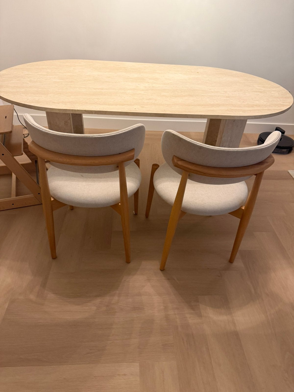 Prachtige Japandi eetkamerstoel beige, Ophalen, Zo goed als nieuw
